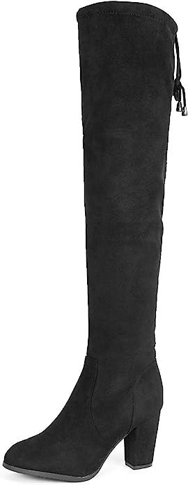 DREAM PAIRS Women's Thigh High Fashion Over The Knee Block Heel Boots | Amazon (US)