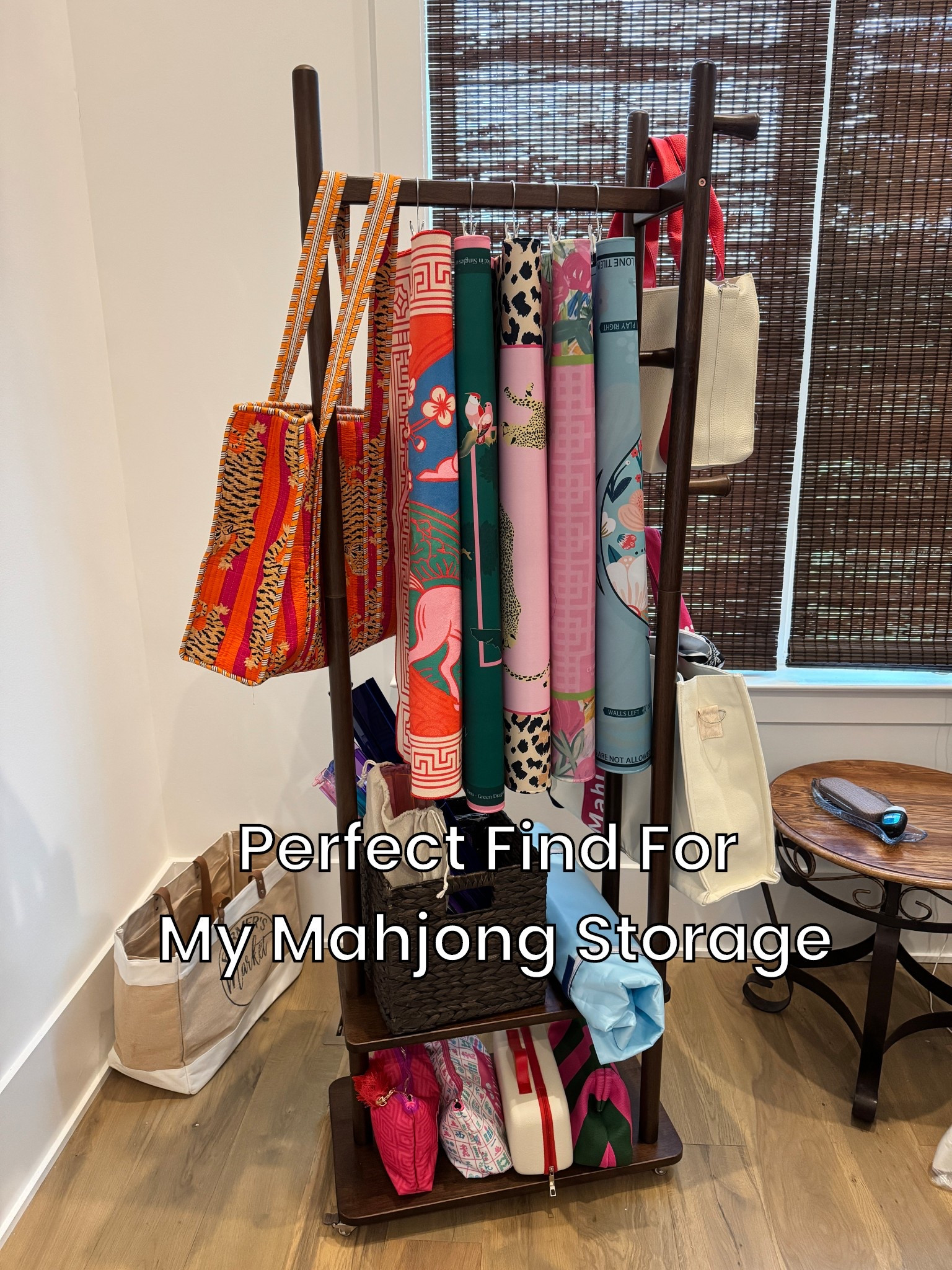 This coat rack/valet is the perfect accessory to your Mahjong room your home office or your closet and bedroom. It’s solid wood, well constructed and looks good on its own. Coat rack, mahjong storage, mahjong mat storage, tile storage, closet valet, outfit of the day valet

#LTKHome