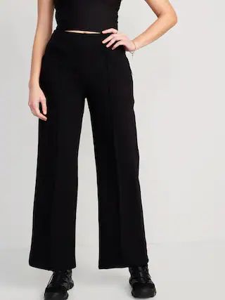 High-Waisted Dynamic Fleece Pintucked Wide-Leg Pants for Women | Old Navy (US)