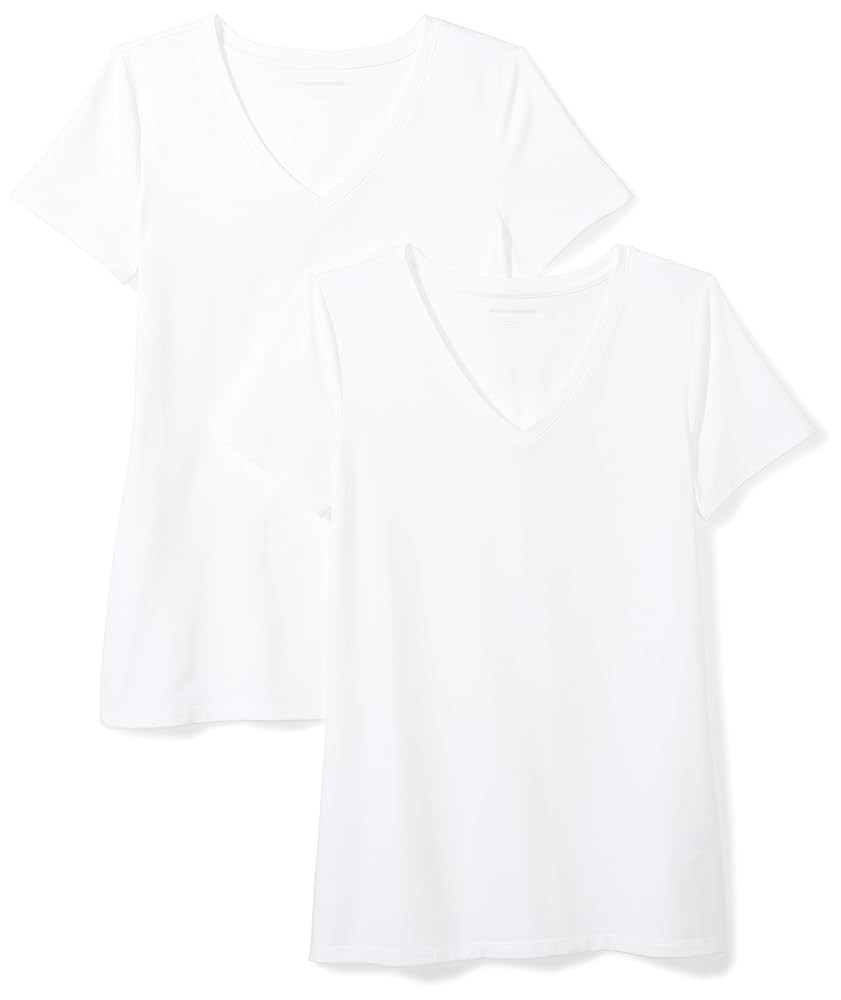 Amazon Essentials Women's Classic-Fit Short-Sleeve V-Neck T-Shirt, Multipacks | Amazon (US)
