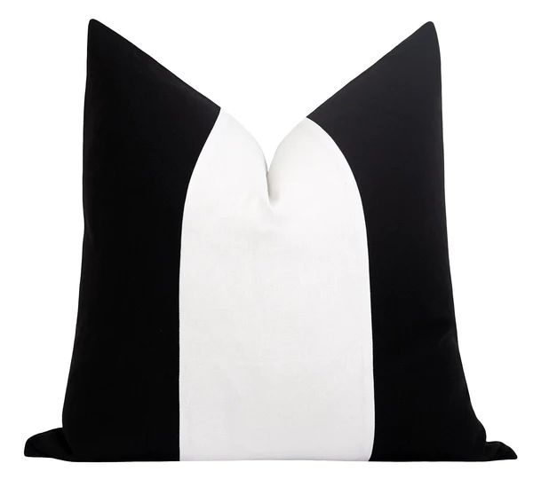 Black Colorblock Linen Pillow | Land of Pillows