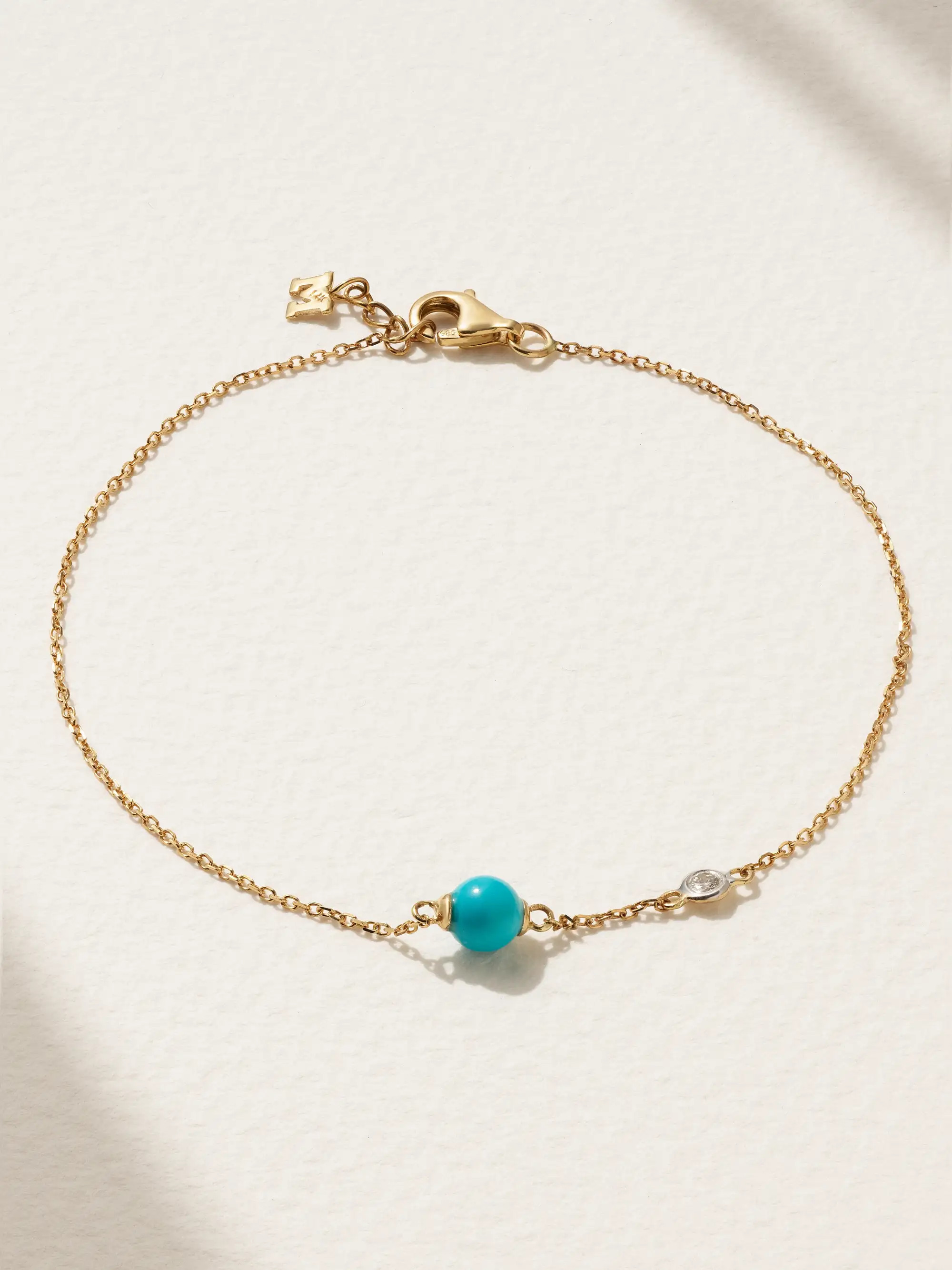 Dot 14-karat gold, turquoise and diamond bracelet | NET-A-PORTER (US)