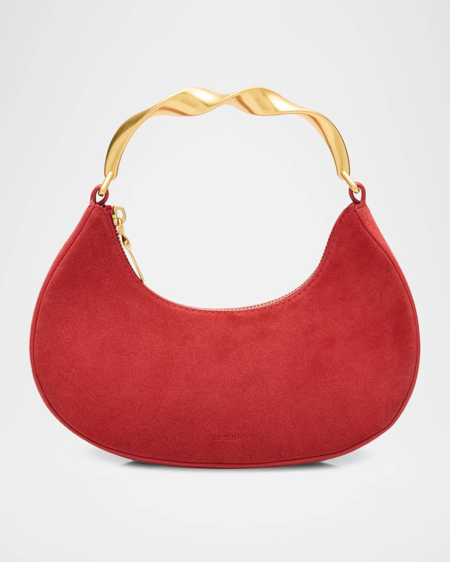 SIMKHAI Nixi Suede Twist Top-Handle Bag | Neiman Marcus