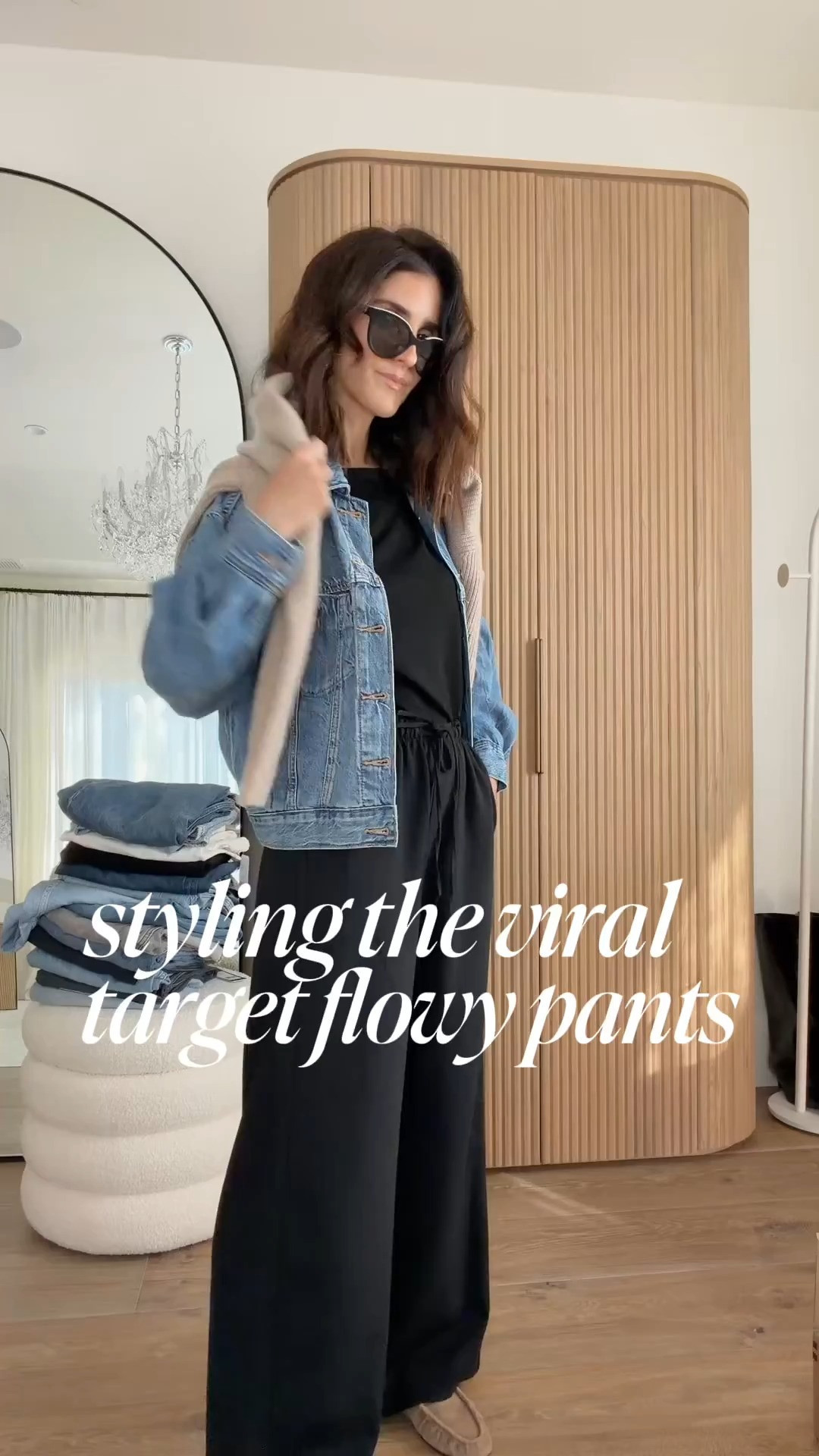 Styling the viral target flowy pants…. I want to share this super comfortable  outfit from @Target ! I’m just shy of 5-7” wearing the size XS denim jacket and pants. #stylinbyaylin #monochromoutfit  

 #LTKgrwm #LTKootd #LTKSeasonal
