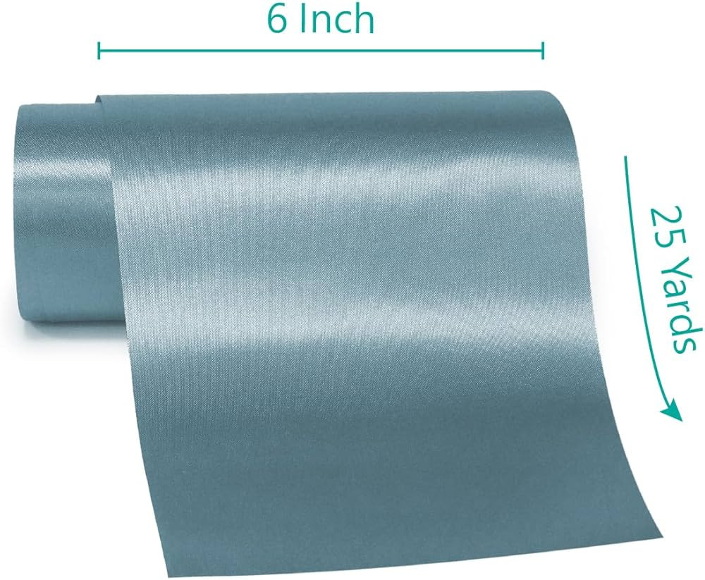 CT CRAFT LLC 6" x 25 Yards Dusty Blue Double Face Satin Cut Edge Fabric Ribbon for Christmas Home... | Amazon (US)
