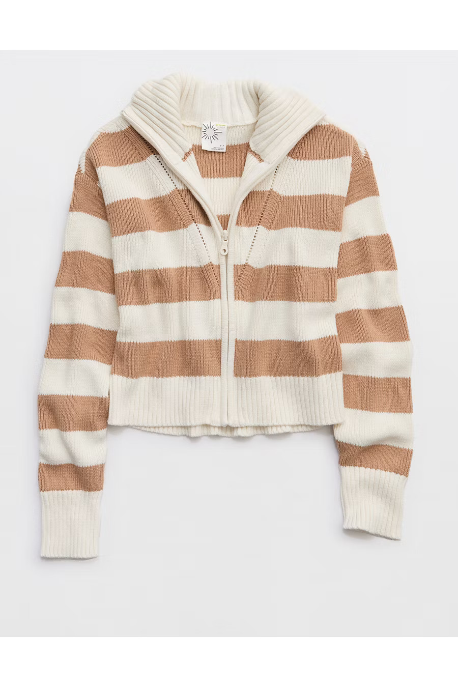 OFFLINE By Aerie Full Zip Sweater Women's Beach Dune XXS | American Eagle Outfitters (US & CA)