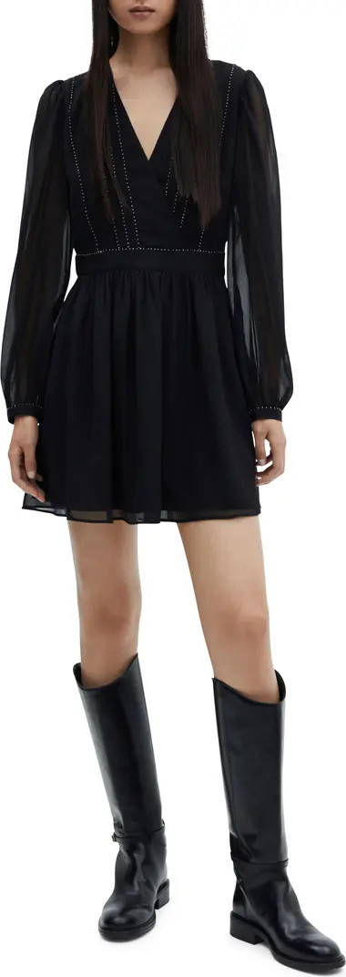 Flowy Beaded Long Sleeve Dress | Nordstrom