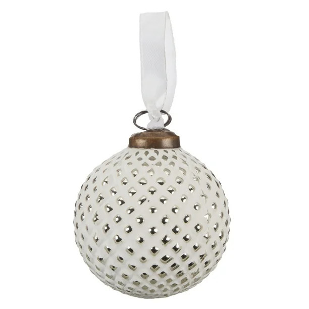 Holiday Time Patterned White Glass Christmas Ball Ornaments, 3", Set of 6 - Walmart.com | Walmart (US)
