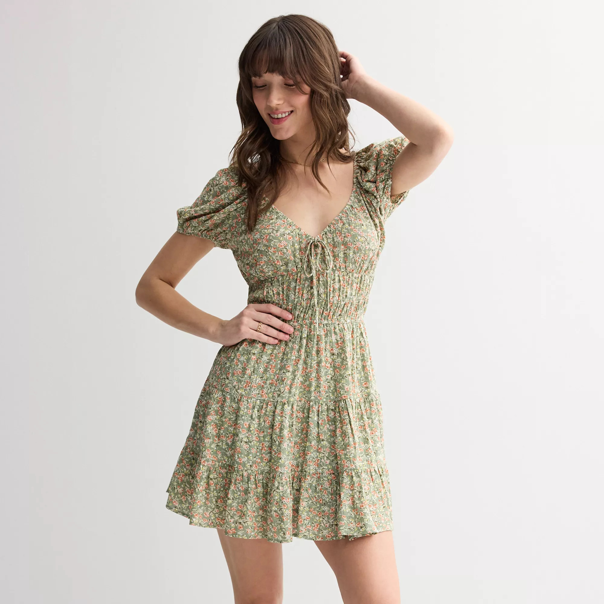 Juniors' Liberty Love Tiered V-Neck Tie Skater Dress | Kohl's