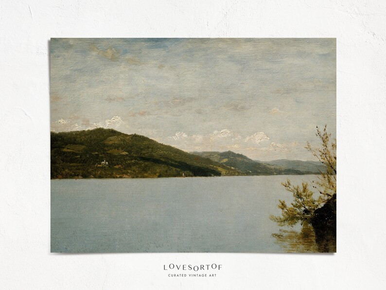 Lake in New York  Vintage Landscape Painting  Wall Decor  | Etsy | Etsy (US)