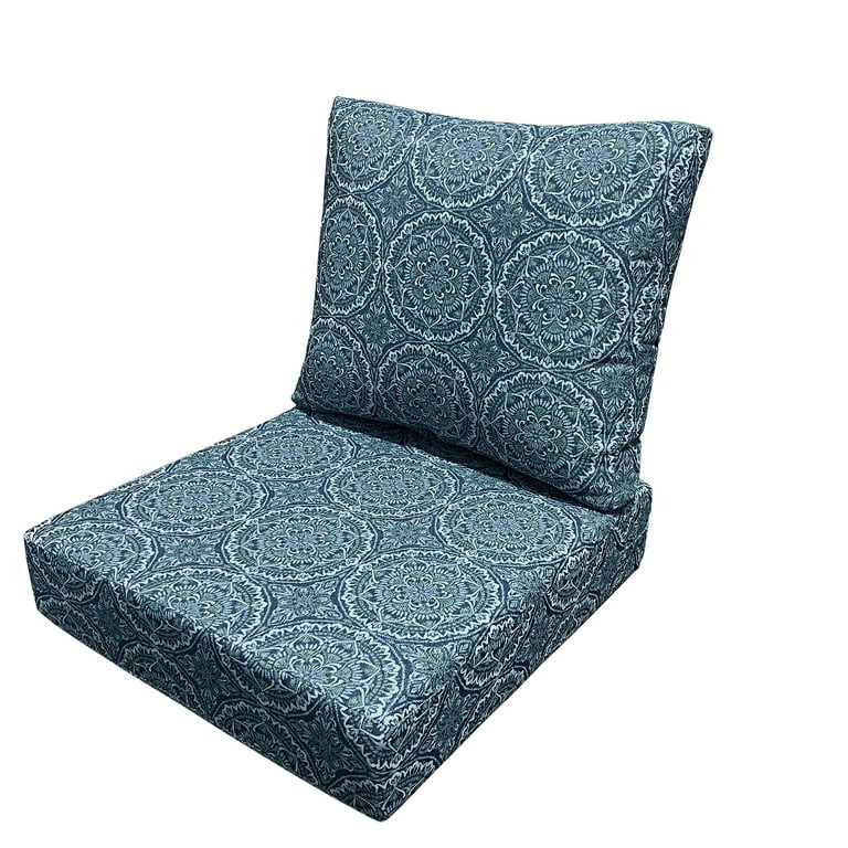 Better Homes & Gardens 24"x 24" Premium Blue & Green Medallion Outdoor 2 Piece Deep Seat Cushion ... | Walmart (US)