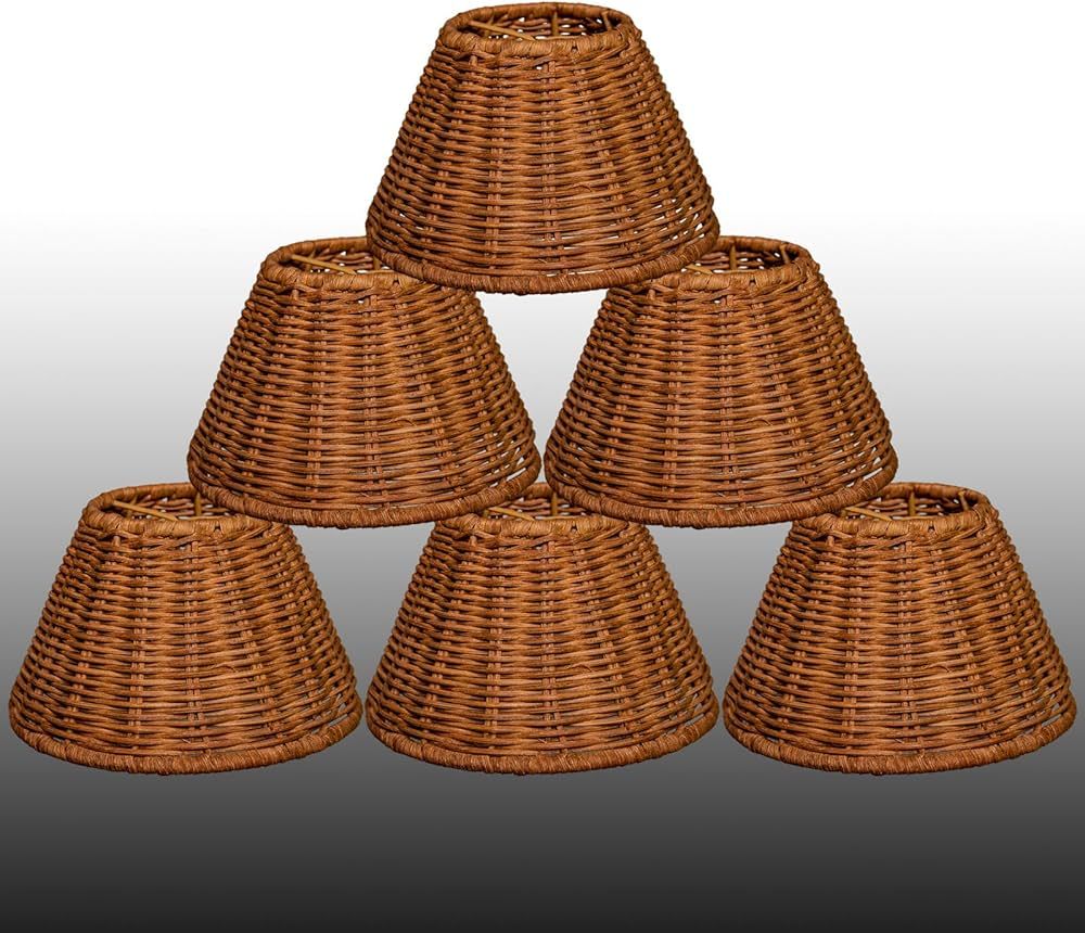 chandelier shades set of 6 small Empire lamp shades woven-wicker lamp shade, clip on lamp shades ... | Amazon (US)