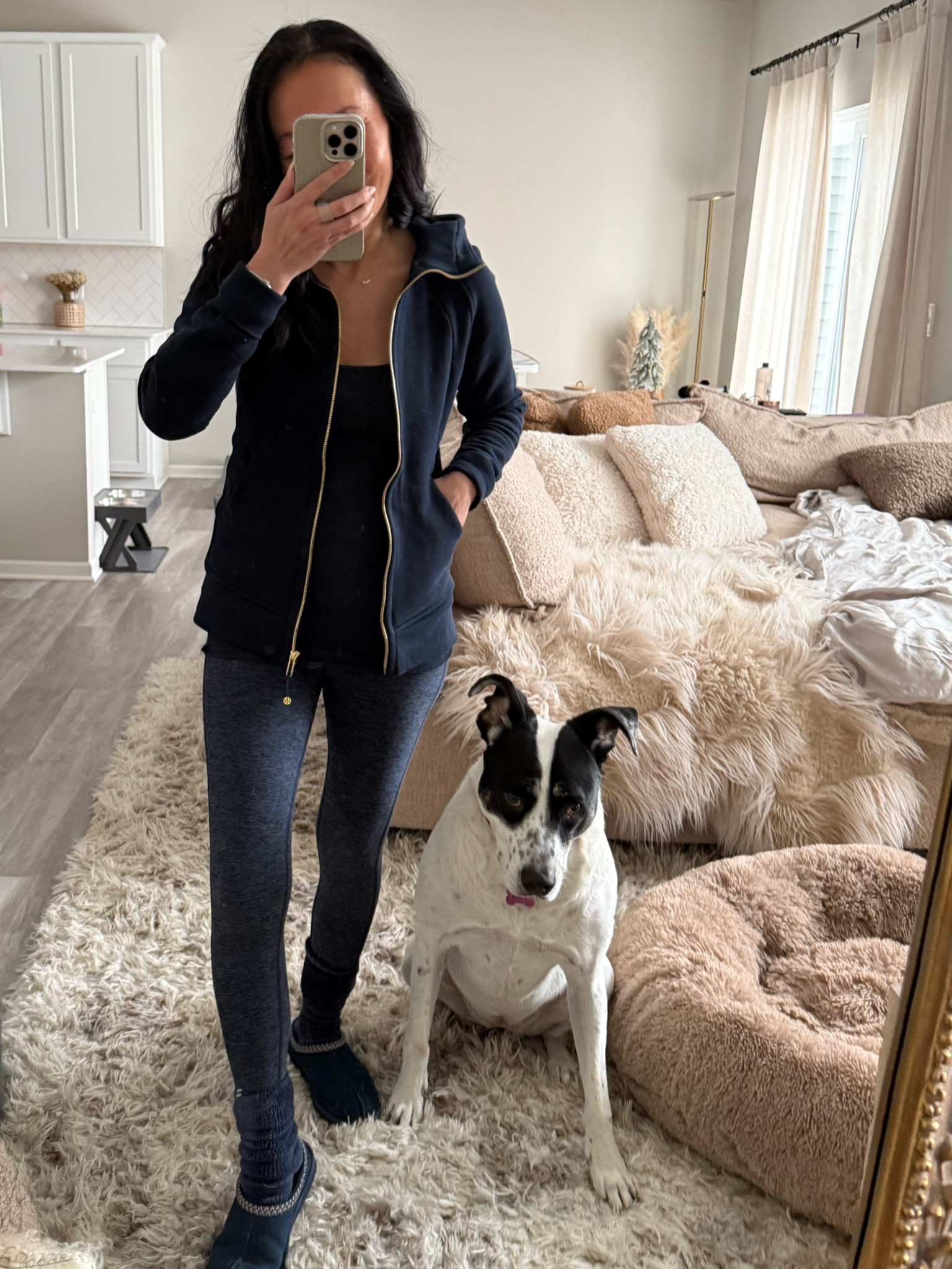 The longer full zip Scuba is so good! I sized up to a 6. TTS in the Alo leggings, big kid size 4 (is women’s 6) in the Tazz Uggs.

#LTKStyleTip #LTKOver40 #LTKSaleAlert