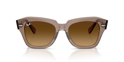 Ray-Ban RB2186 State Street Sunglasses, Transparent Light Brown/Gradient Brown, 49 mm | Amazon (US)
