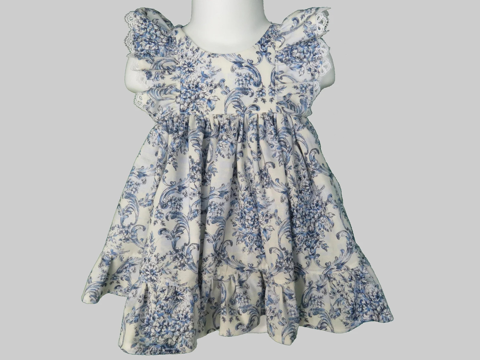 Baby Girl Cotton Dress Set in Blue Floral | Etsy (US)