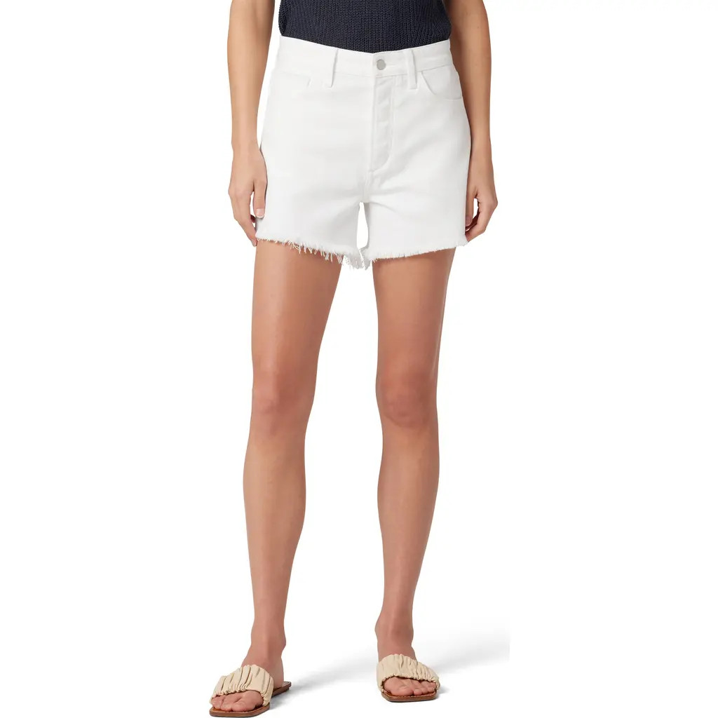 Joe's The Jessie Frayed High Waist Relaxed Denim Shorts in White at Nordstrom, Size 27 | Nordstrom