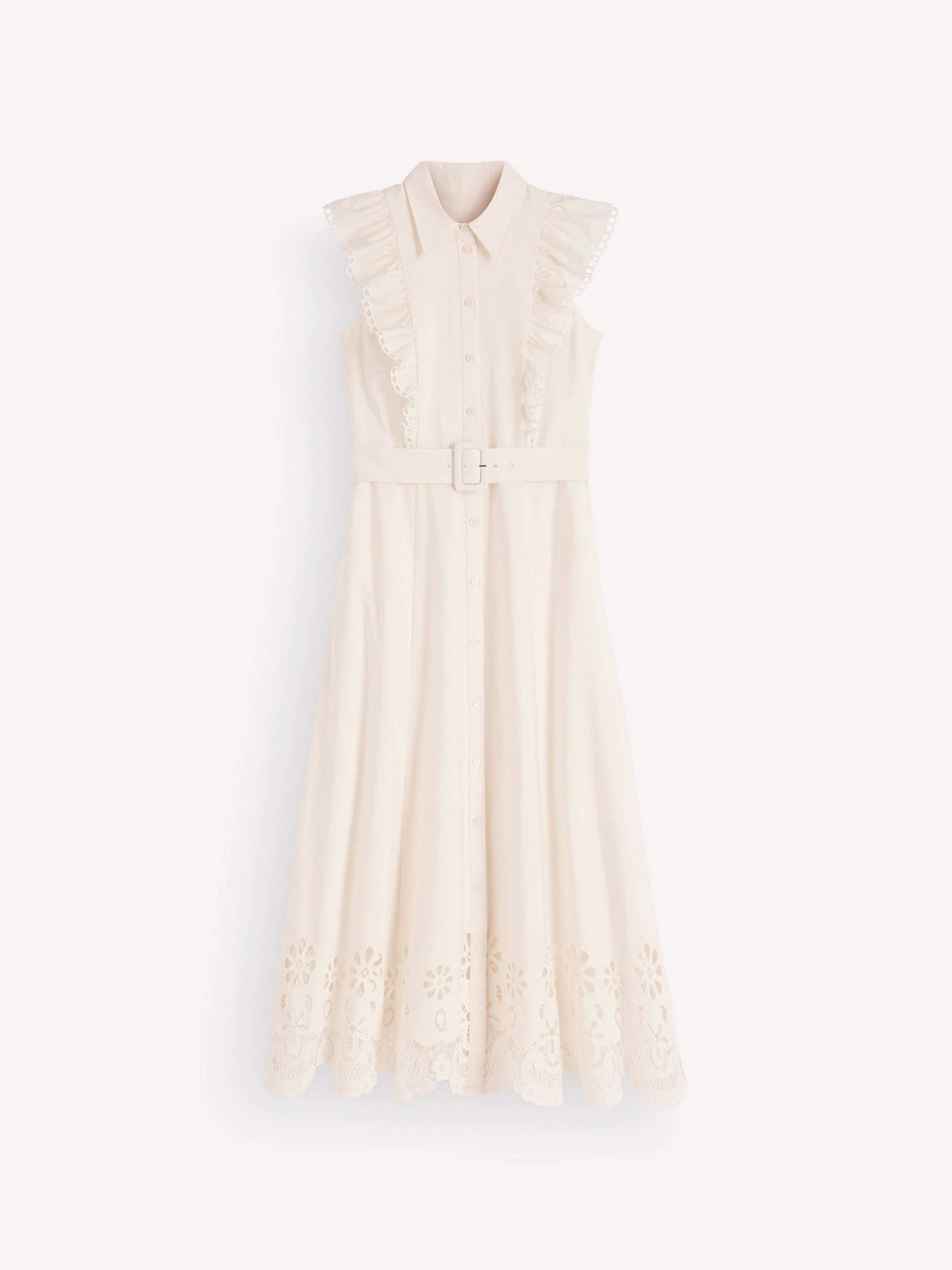 Boden Boden Cream Ruffle Bodice Shirt Dress | Next US