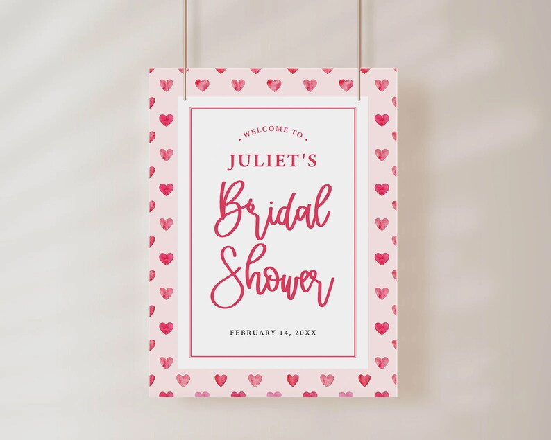 JULIET | Valentine's Day February Hearts Pink Red Girl Birthday Bridal Baby Wedding Welcome Sign ... | Etsy (US)
