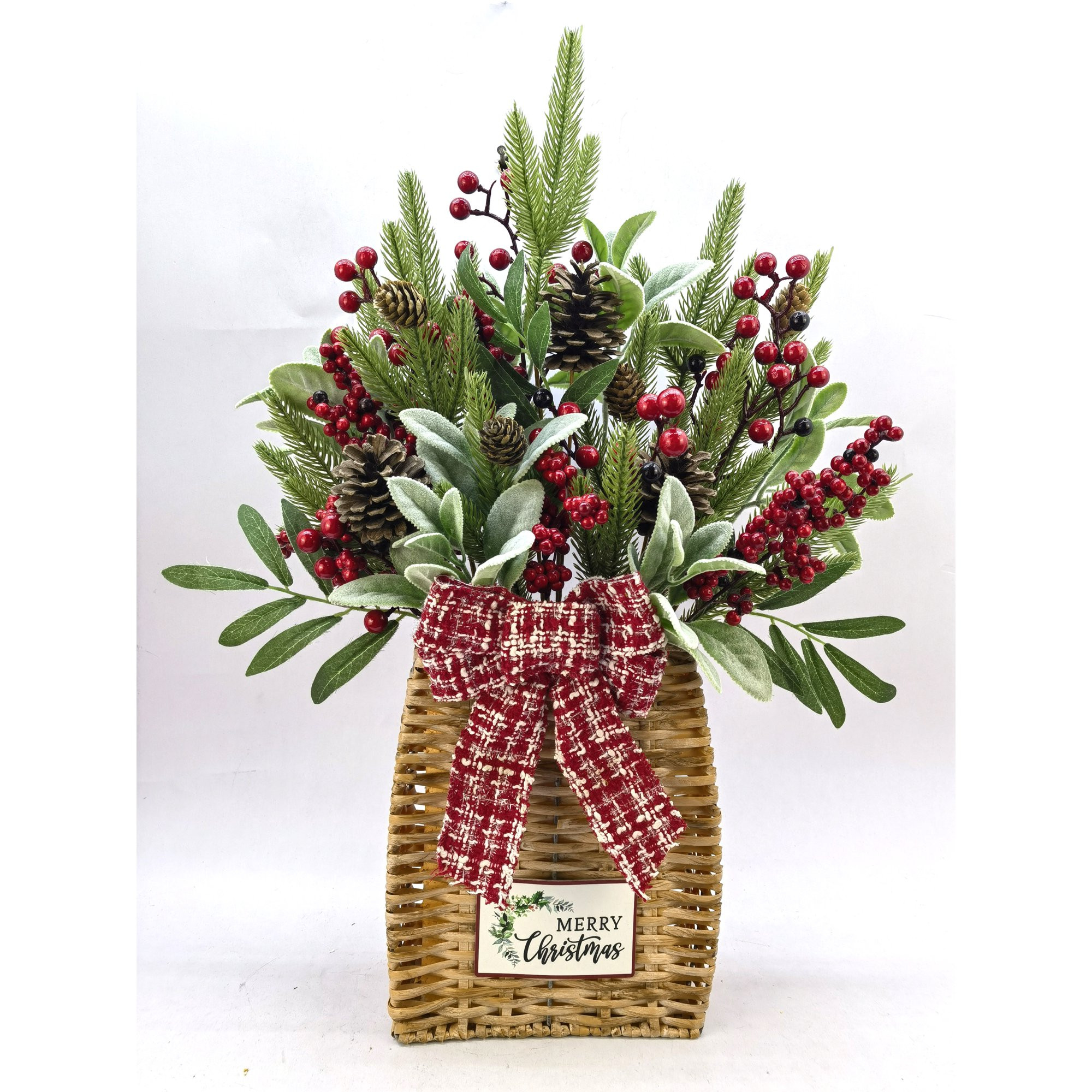 24 in Merry Christmas Greenery Basket Decor, by Holiday Time | Walmart (US)