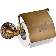 Vintage Brass Toilet Paper Holder with Cover, NSCMQSL Wall Mounted Bathroom Tissue Roll Storage S... | Amazon (US)