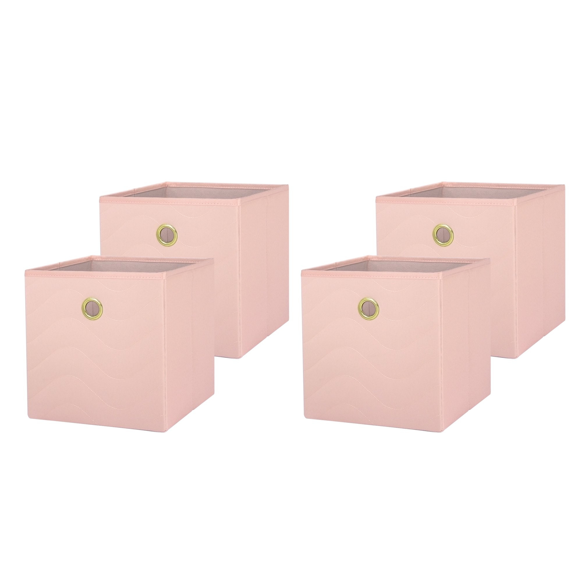 Mainstays Collapsible Quilted Fabric Cube Storage Bins (10.5" x 10.5"), 4 Pack, Pink Blush | Walmart (US)
