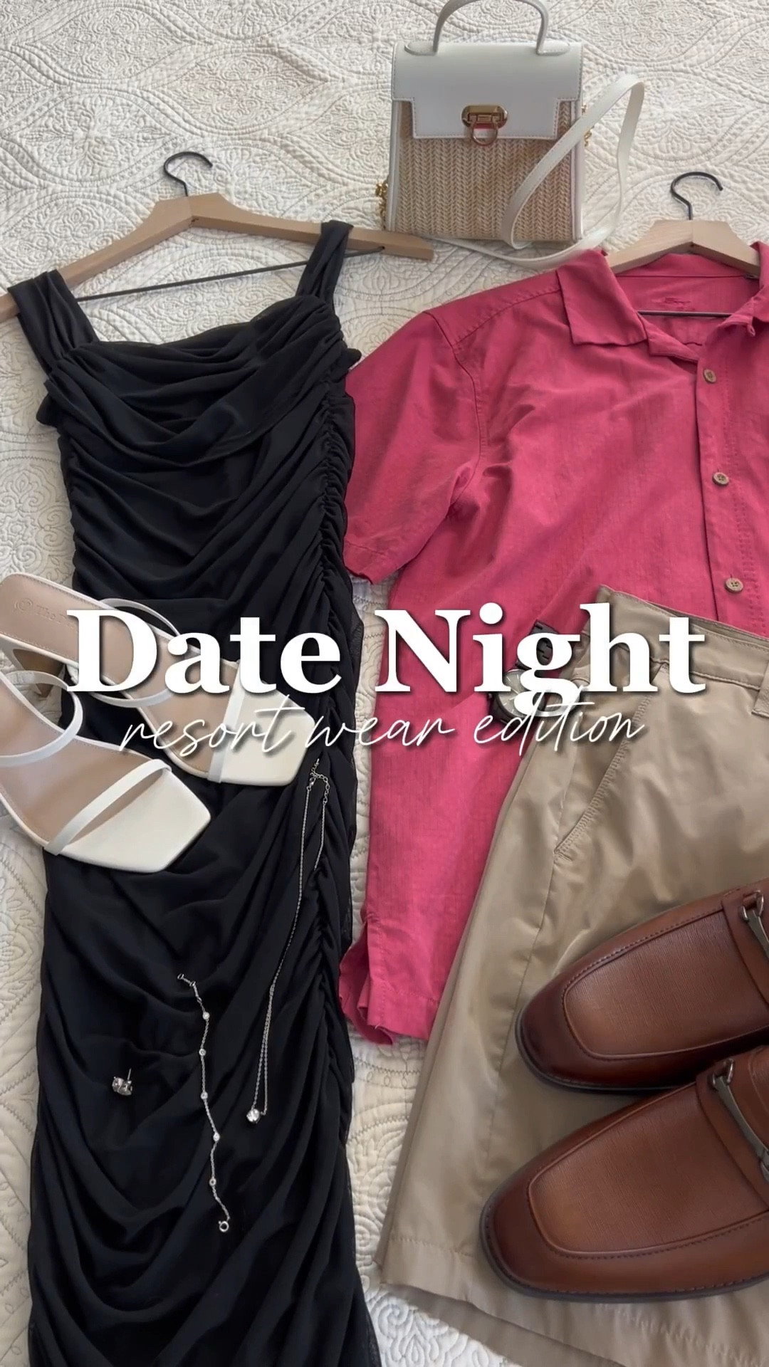 Resort date night energy 🌴✨

Light, easy pieces that feel perfect for dinner by the water and warm evening walks 🌅🥂🌊 A ruched black dress with simple heels and a mini bag for her, and a relaxed button down with neutral shorts and loafers for him 🤍🌴🌺

Effortless, polished, and made for vacation nights. Everything linked on LTK 🛍️

#ltkcouples #resortstyle #beachdatenight #vacationoutfits #hisandhersstyle #resortwear #summerstyle #ltkfashion

#LTKSeasonal #LTKMens #LTKSpringSale