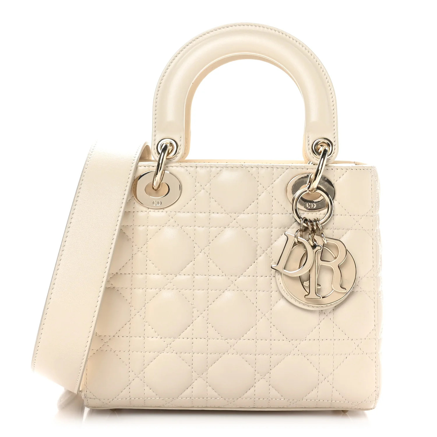 Lambskin Cannage Small My ABCDior Lady Dior Powder Beige | FASHIONPHILE (US)