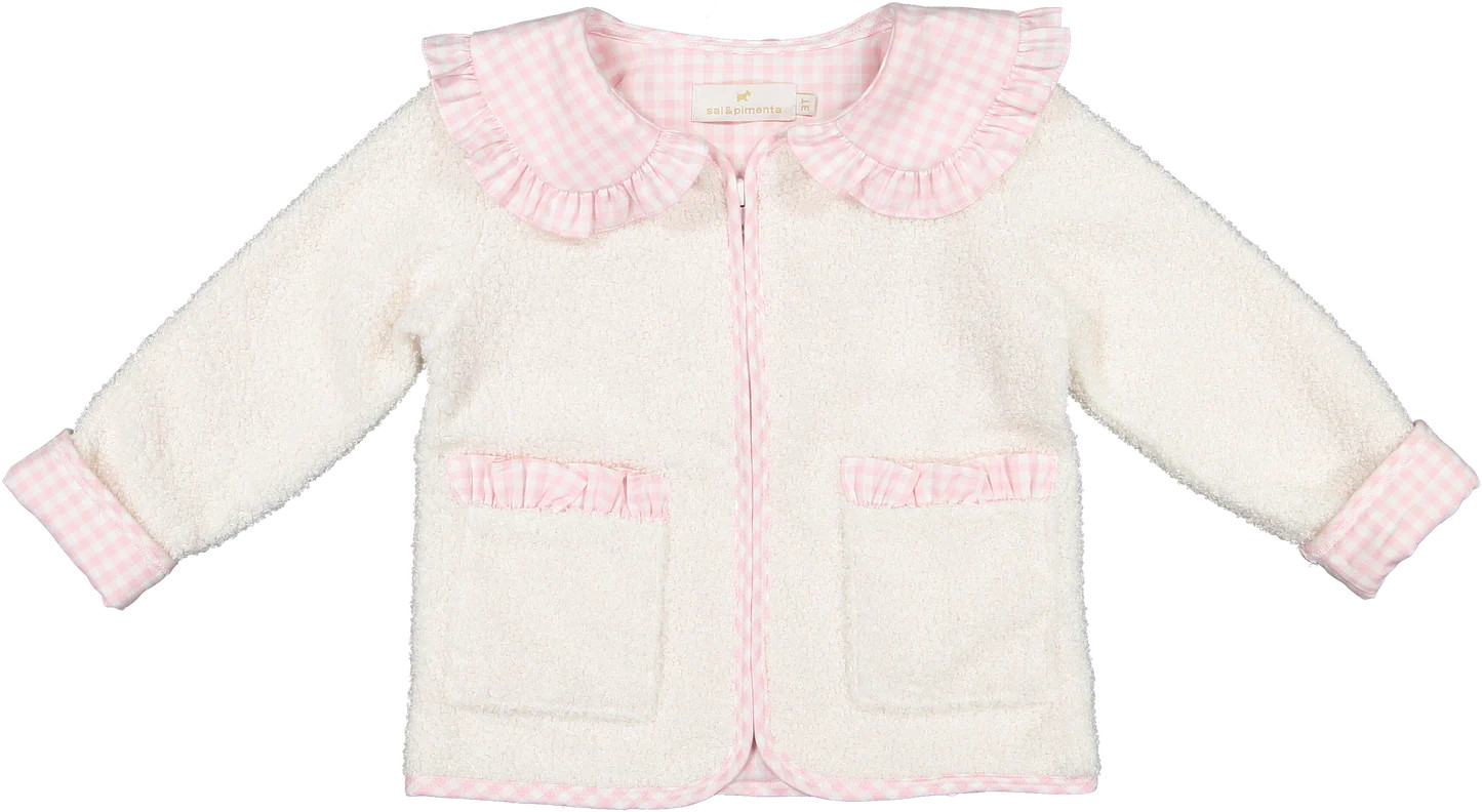 Sal & Pimenta Pink Collar Gingham Fleece | JoJo Mommy