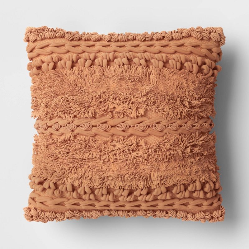 Tufted and Braided Striped Square Throw Pillow - Threshold™ | Target