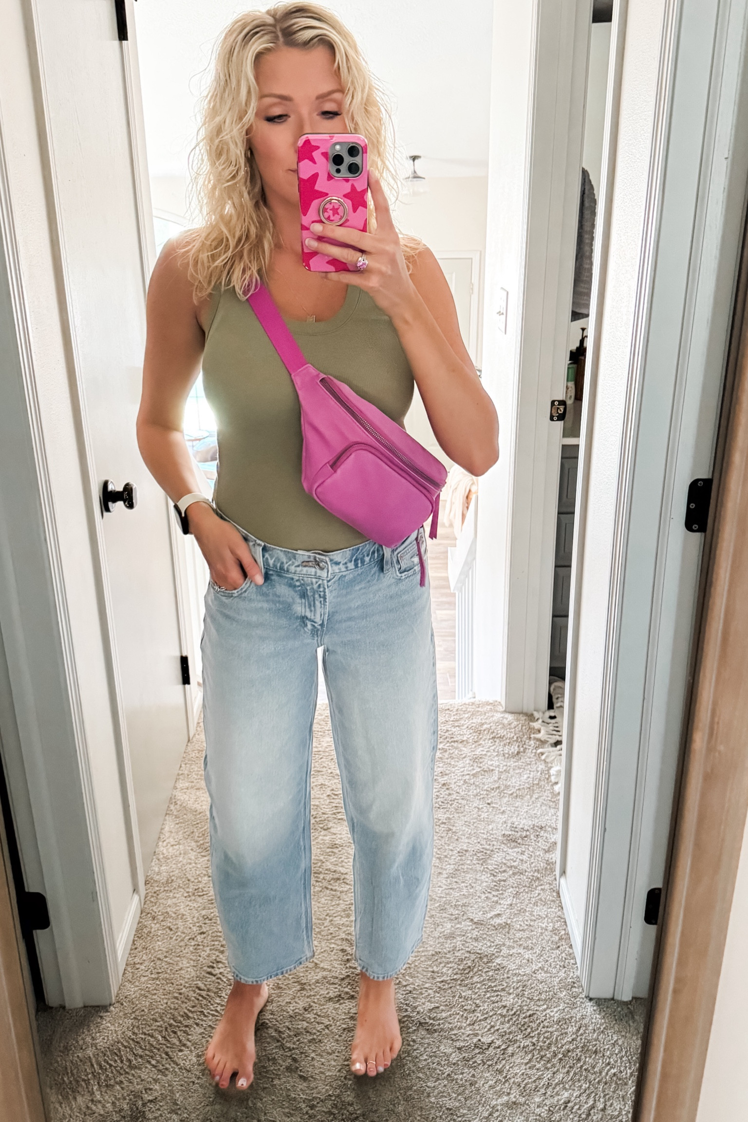 AE jeans are 25-40% off, during their back to school sale, so I used this opportunity to try some new styles including their new barrel jeans. This light was and fit is so fun for these hotter months still leading into the fall. They are surprising light weight and run fairly tts but may be a little forgiving so you may want to size down. I am wearing my regular size 4 in these and cannot wait to style them all year long. 

#LTKFindsUnder100 #LTKSaleAlert #LTKBacktoSchool