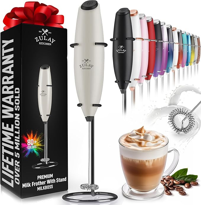Zulay Kitchen Powerful Milk Frother Wand - Ultra Fast Handheld Drink Mixer - Electric Whisk Foam ... | Amazon (US)
