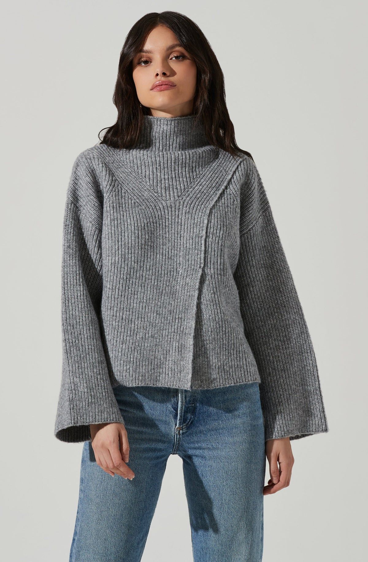 Wren Mock Neck Wrap Front Sweater | ASTR The Label (US)