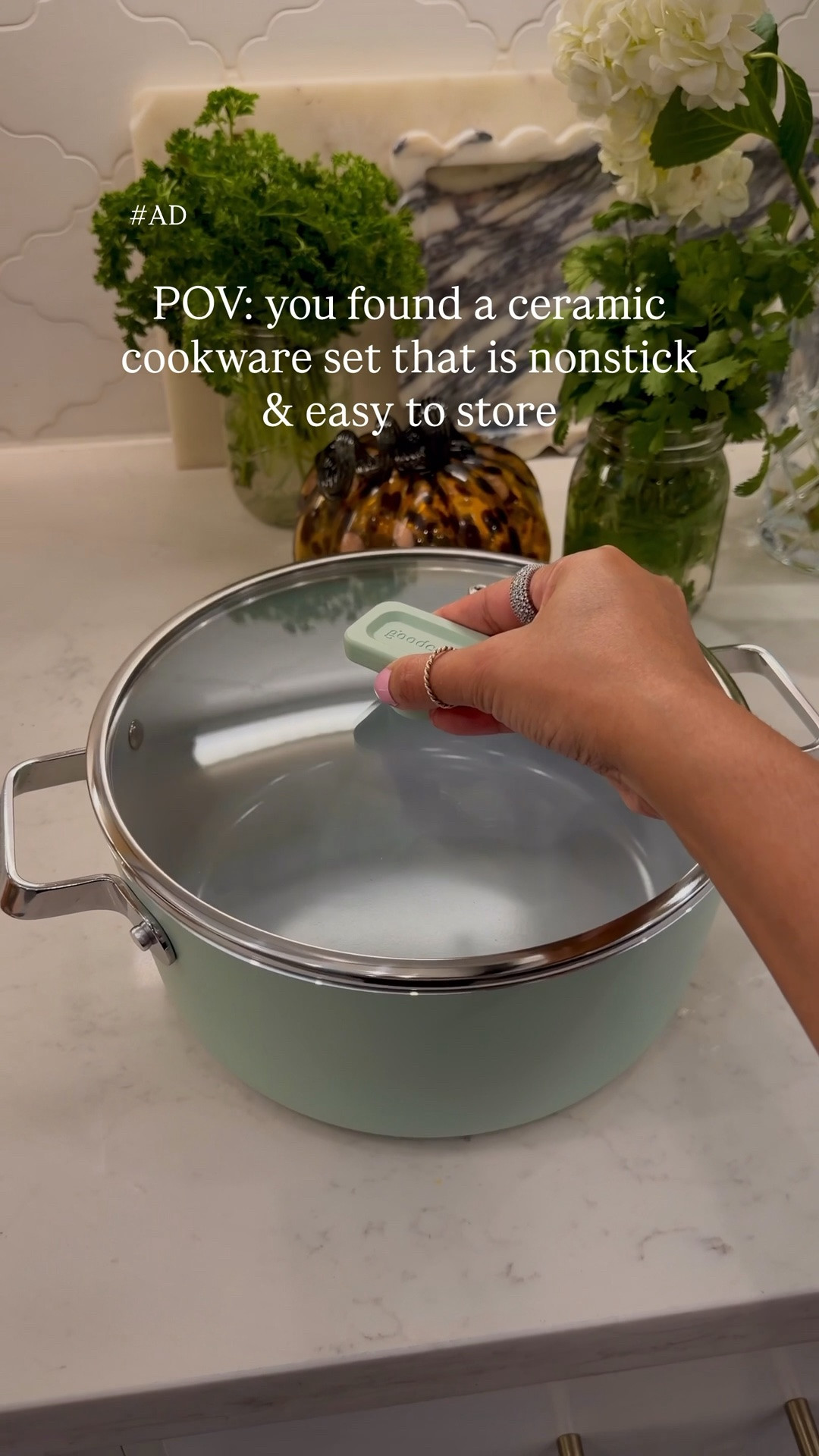 #ad This removable handle cookware set from @goodcook is such a smart kitchen find! Ceramic nonstick, easy to store, and the handles come off so you can go from stovetop to oven to table. It’s available at @target! #GoodCook #GoodCookPartner  #targetpartner