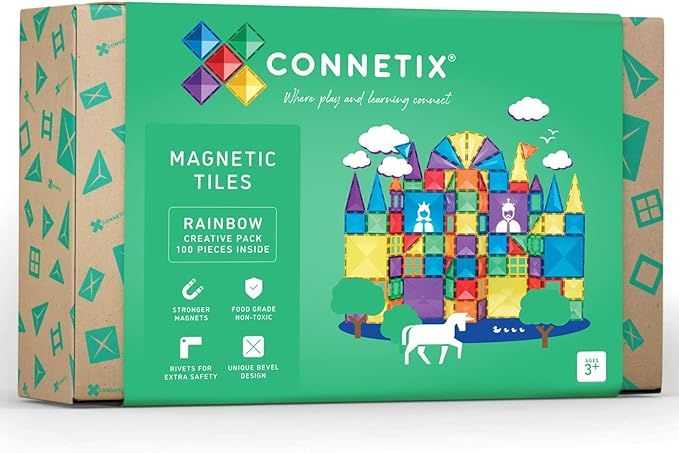 Connetix Tiles, 100 pc Creative Pack of Magnetic Building Tiles for Kids, Colorful Shapes, Fences... | Amazon (US)