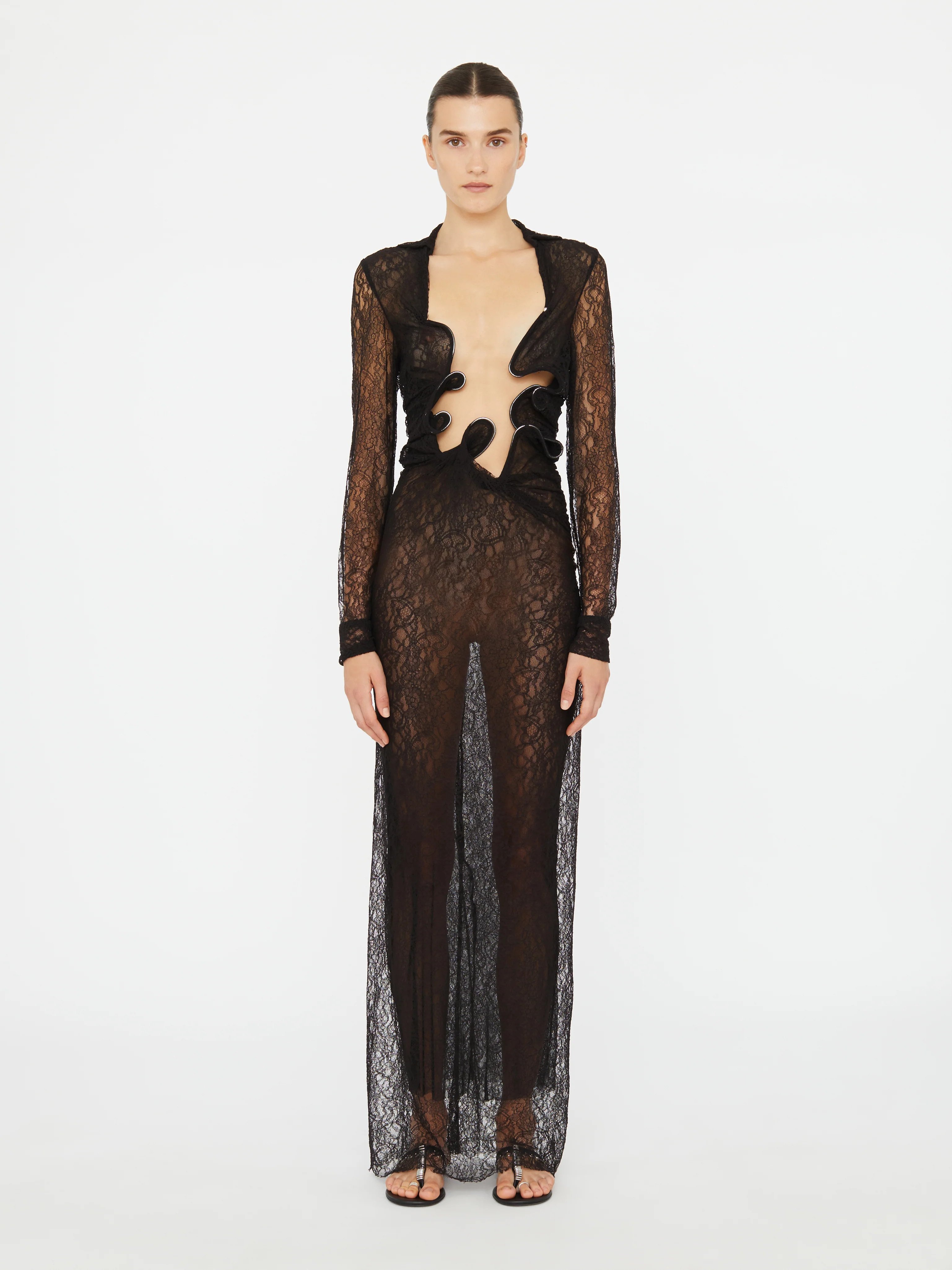 Christopher Esber | Lace Venus Plunge Shirt Dress | Christopher Esber (Global)