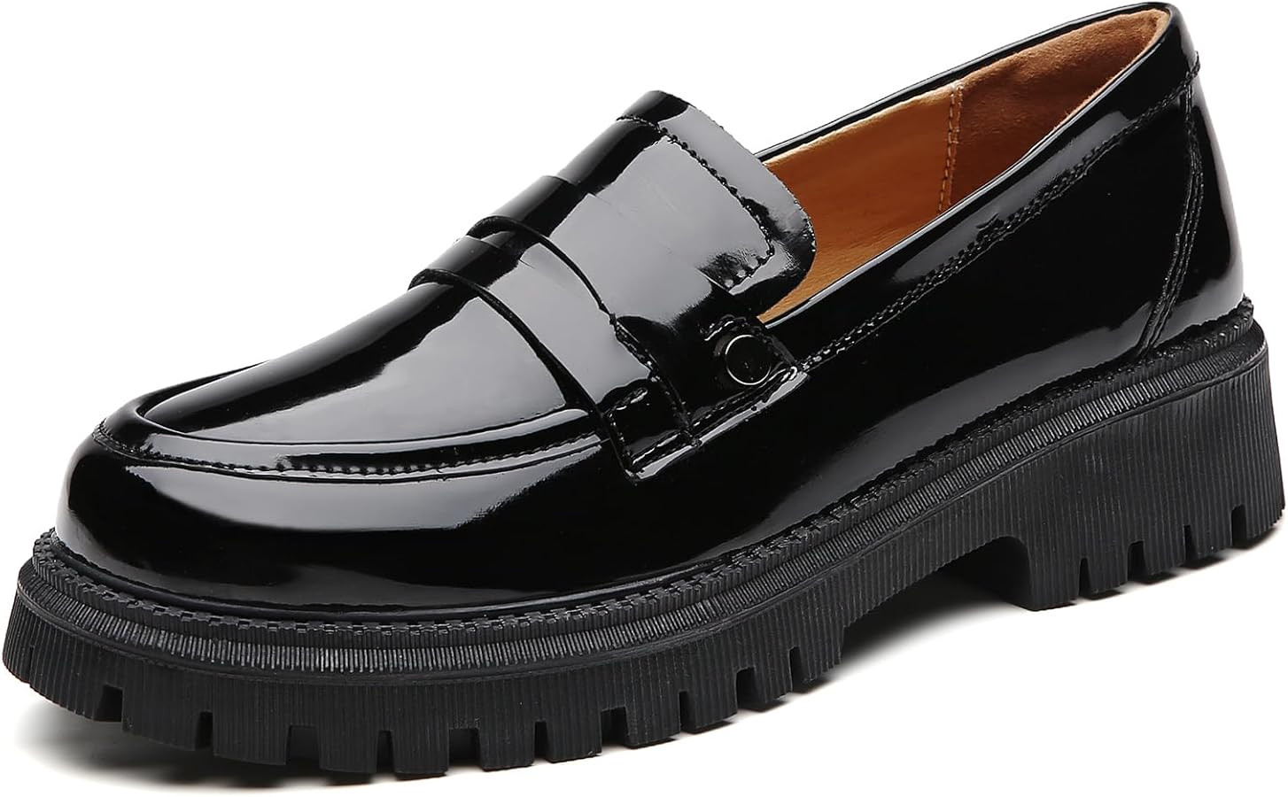 OKJ Loafers for Women Chunky Platfor Black Patent Leather Women's Loafers & Slip-ons Fashion Penn... | Amazon (US)