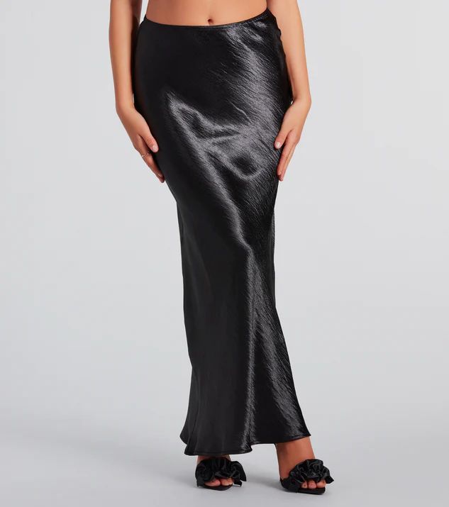 Iconic Sheen Crinkle Satin Maxi Skirt | Windsor Stores