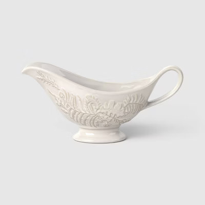 Stoneware Embossed Gravy boat Ivory - Threshold™ | Target