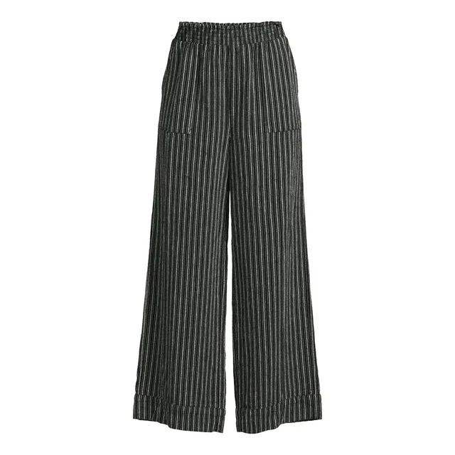 Time and Tru Women's Linen Blend Pants with Smocked Waist, 29" Inseam, Sizes XS-XXXL | Walmart (US)