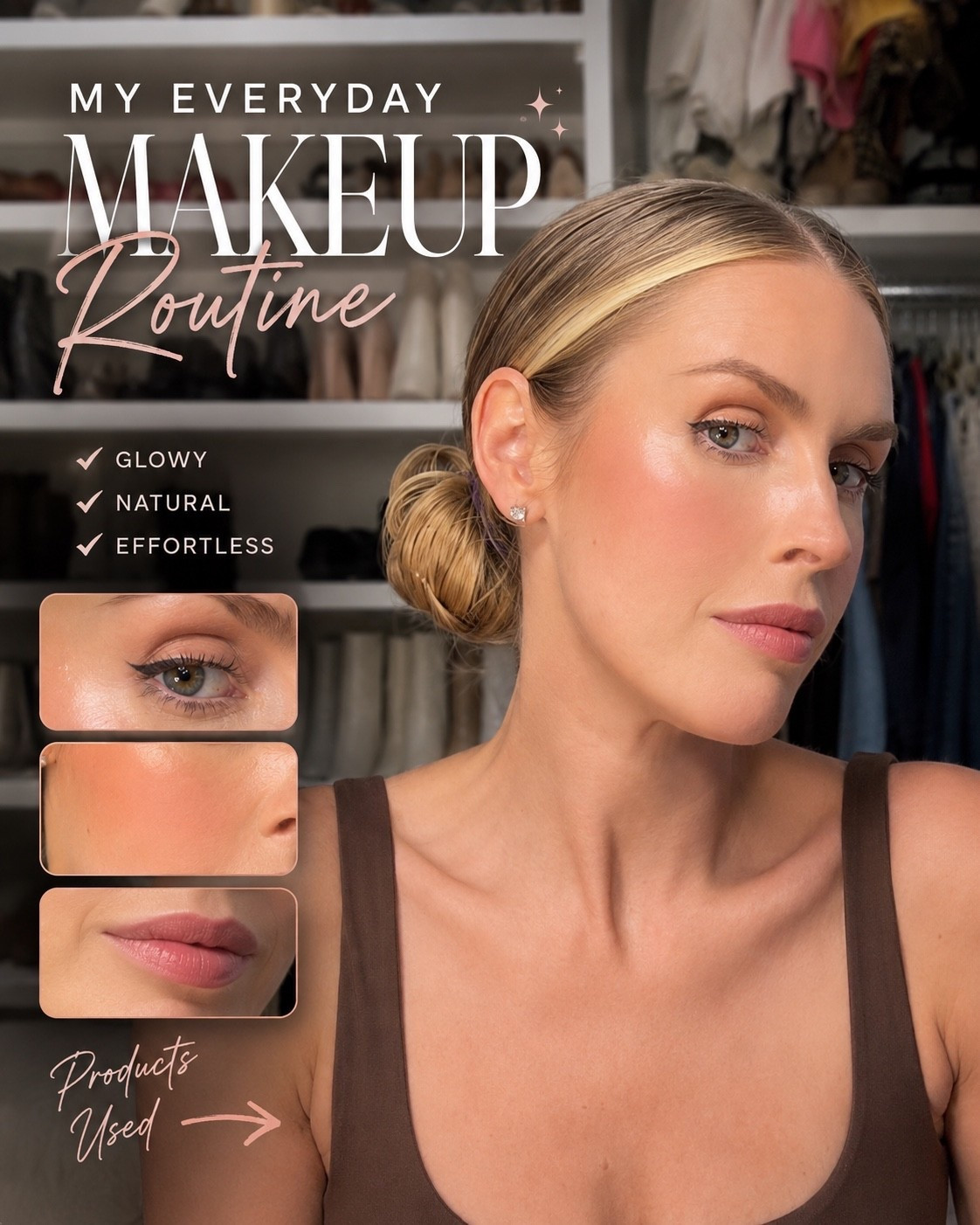 My requested everyday makeup routine 💄✨

Skin Prep:
• @rhode Glazing Milk

Base:
• @iliabeauty Super Serum Skin Tint — Cozumel
• @itcosmetics CC+ Cream — Light

Eyes:
• @benefitcosmetics Cheek Stars Palette

Georgia Blush
Hoola Bronzer
@anastasiabeverlyhills Liquid Liner — Black

Bronze + Contour:
• @makeupbymario SoftSculpt Shaping Stick — Medium
• @sephora Collection Pro Brush #47

Blush:
• @patrickta Major Headlines Double-Take Crème & Powder Blush Duo — She Goes to the Gym
• @rarebeauty Soft Pinch Liquid Blush — Hope

Concealer:
• @kevynaucoin Sensual Skin Enhancer
• @itcosmetics Concealer Brush

Lips:
• @maccosmetics Lip Pencil — Dervish
• @charlottetilbury Lipstick — Supermodel

Lashes:
• @toofaced Better Than Sex Mascara

Optional if I’m feeling a little too dewy:
• @lauramercier Translucent Loose Setting Powder
🤍

#LTKgrwm #LTKmorningroutine #LTKBeauty