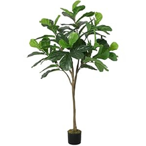 Artificial Plant Tall 5ft Faux Fiddle Leaf Fig Tree in Pot,Artifical Tree for Home Decor, Fake Tree  | Amazon (US)