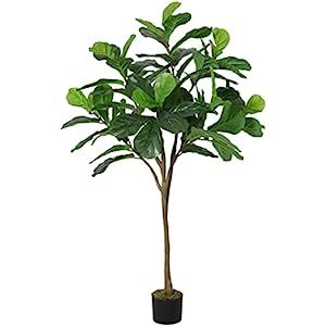 Artificial Plant Tall 5ft Faux Fiddle Leaf Fig Tree in Pot,Artifical Tree for Home Decor, Fake Tree  | Amazon (US)