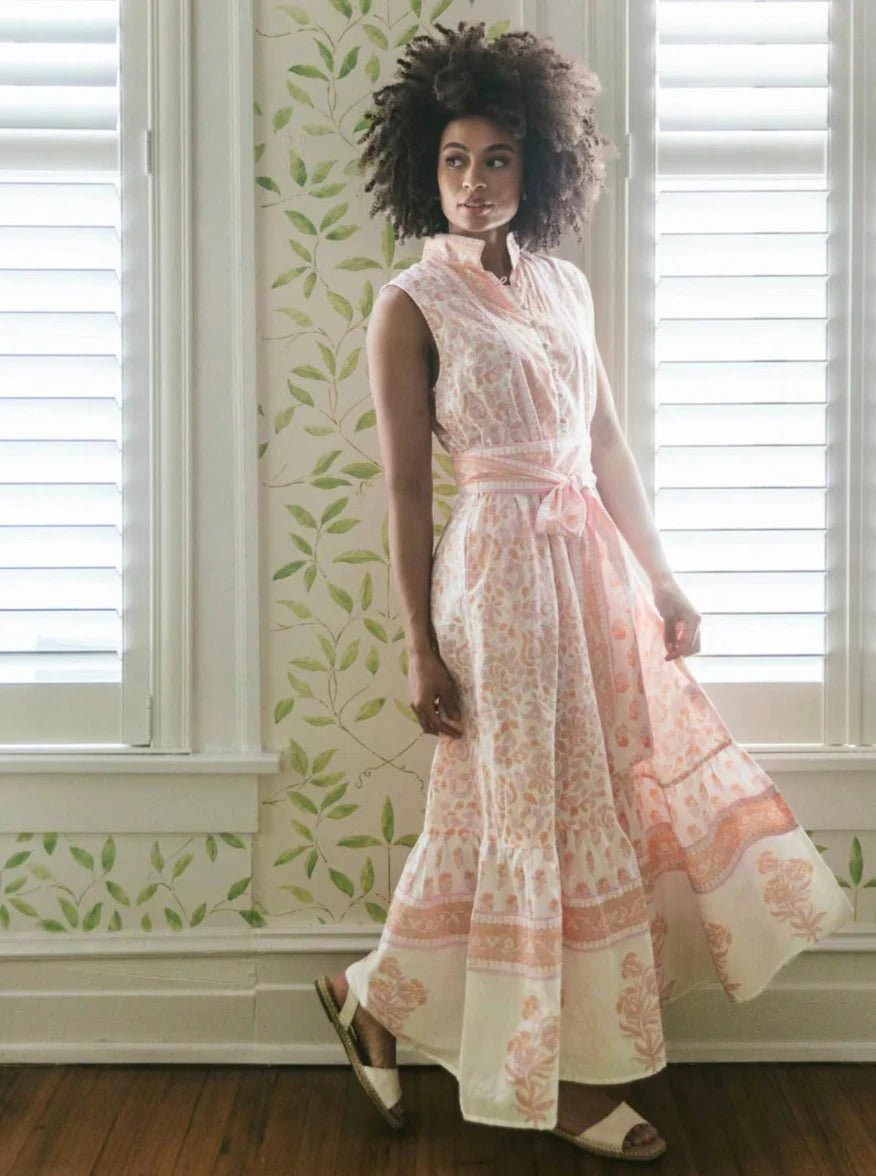 Sleeveless Flounce in Pastel Pink / Peach Larkspur | Beau & Ro