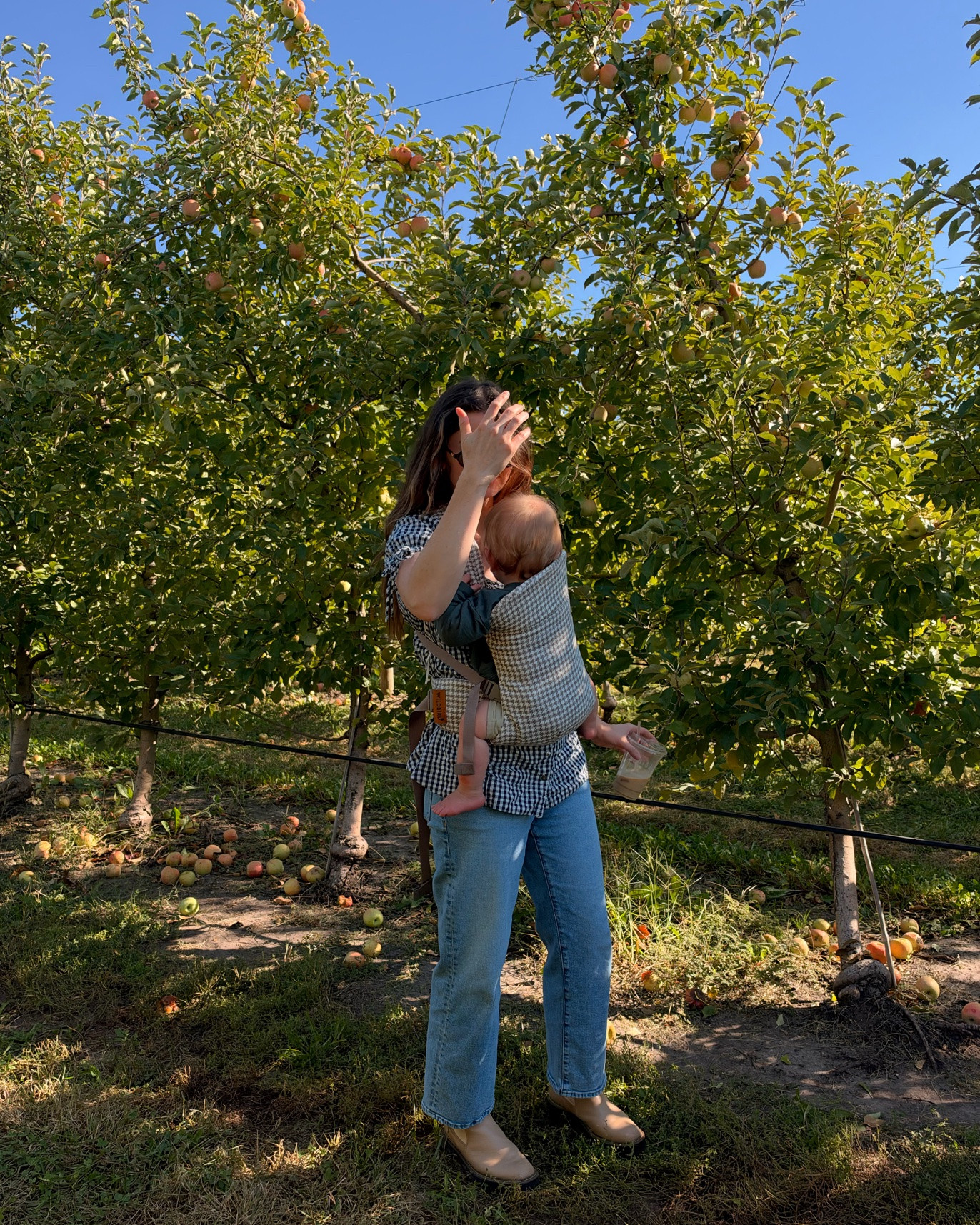 Wearing a small in this gingham tunic, one of my favorites, and jeans are true to size! ￼