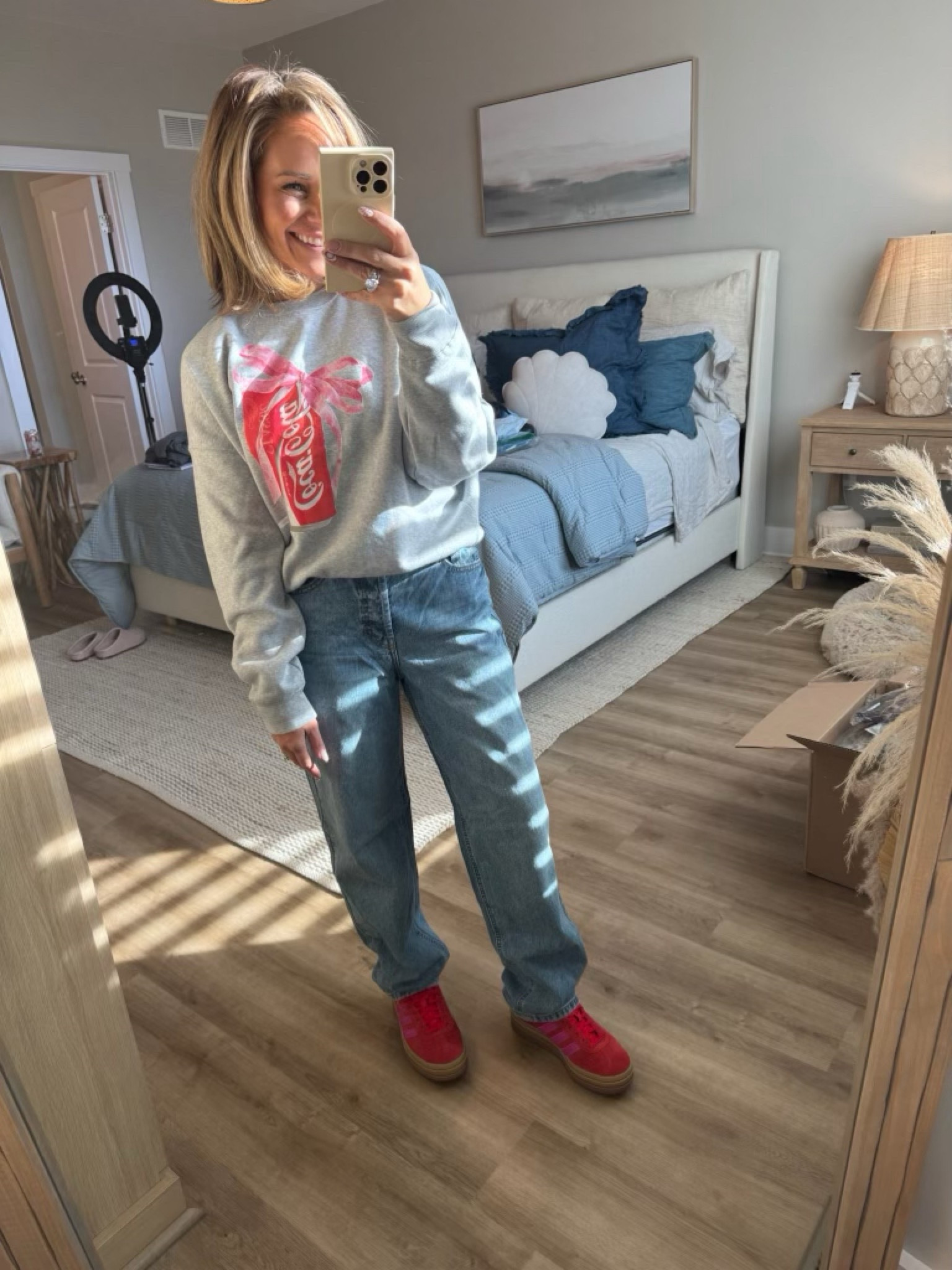 all target outfit🥤✨🍒 TTS S / 2 / 27”

target, target finds, target jeans, mid wash jeans, straight leg jeans, Coca Cola sweatshirt, crewneck, graphic crewneck, adidas, Claire Tammaro 

#LTKFindsUnder50 #LTKStyleTip #LTKFindsUnder100