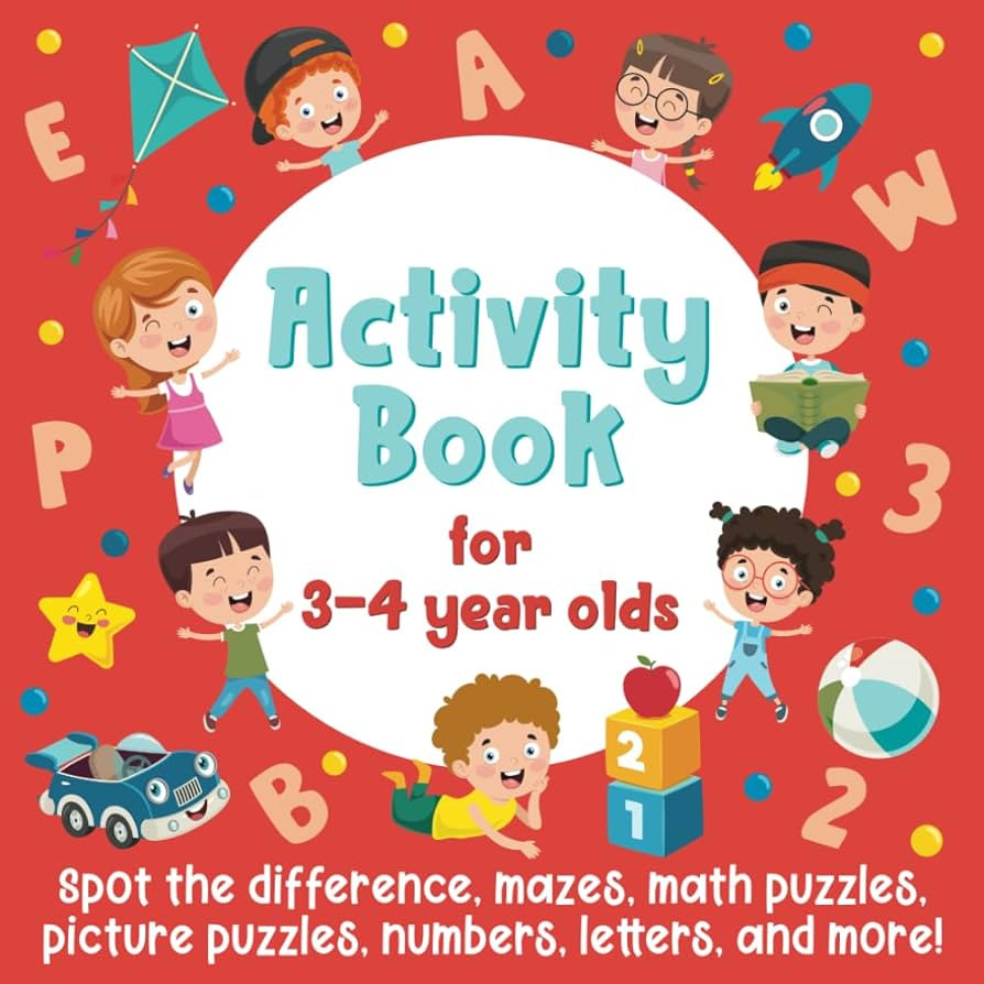 Activity Book For 3-4 Year Olds: Spot The Difference, Mazes, Math Puzzles, Picture Puzzles, Numbe... | Amazon (UK)