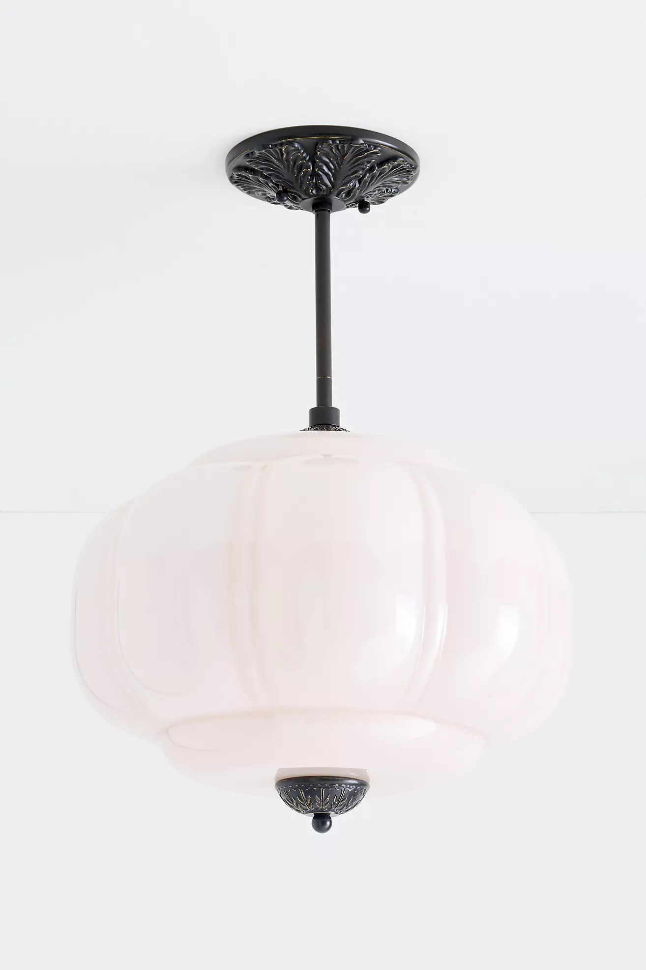 Eloise Milk Glass Scalloped Semi-Flush Mount Light | Anthropologie (US)
