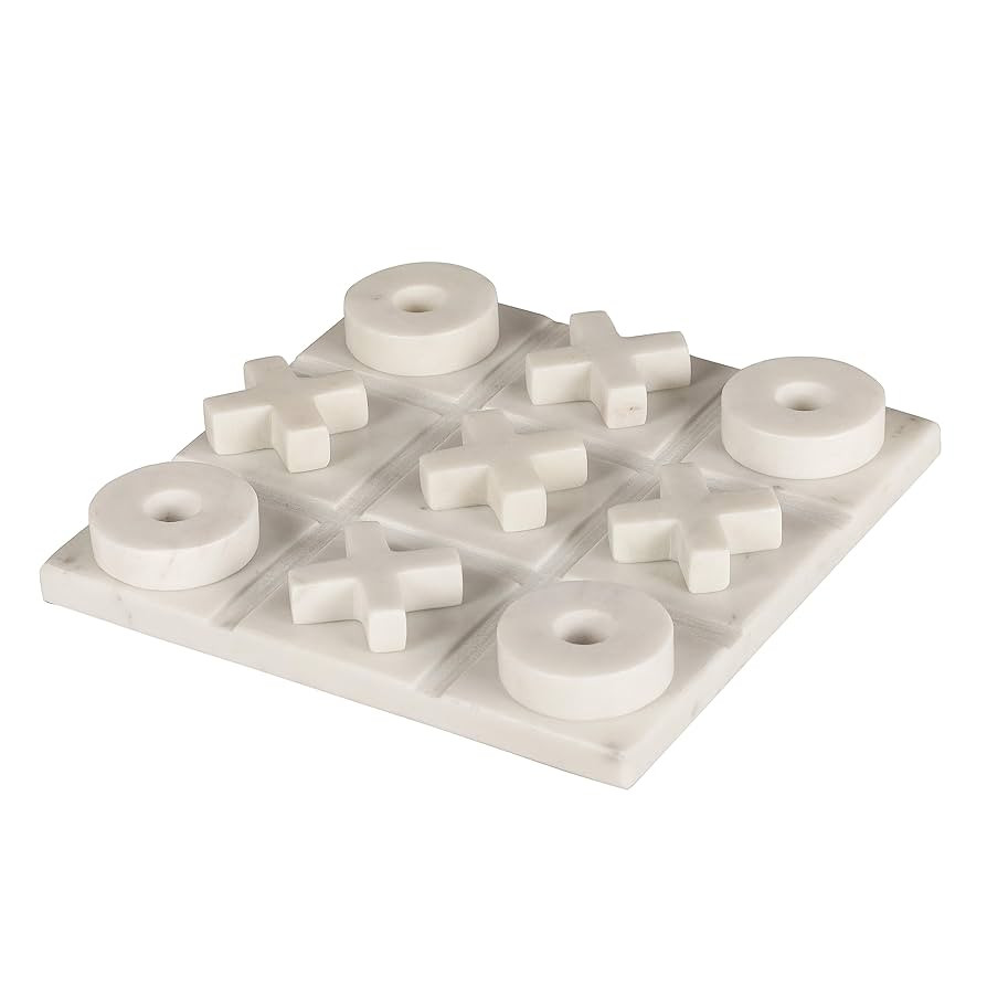 Marble Tic Tac Toe Game Board X and O Game Set for Birthday Gift to Students and Adults Medium Wh... | Amazon (US)