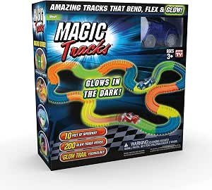 Ontel Magic Tracks 10 Foot Glow In The Dark Bendable Flexible Racetrack with LED Light-Up Race Ca... | Amazon (US)