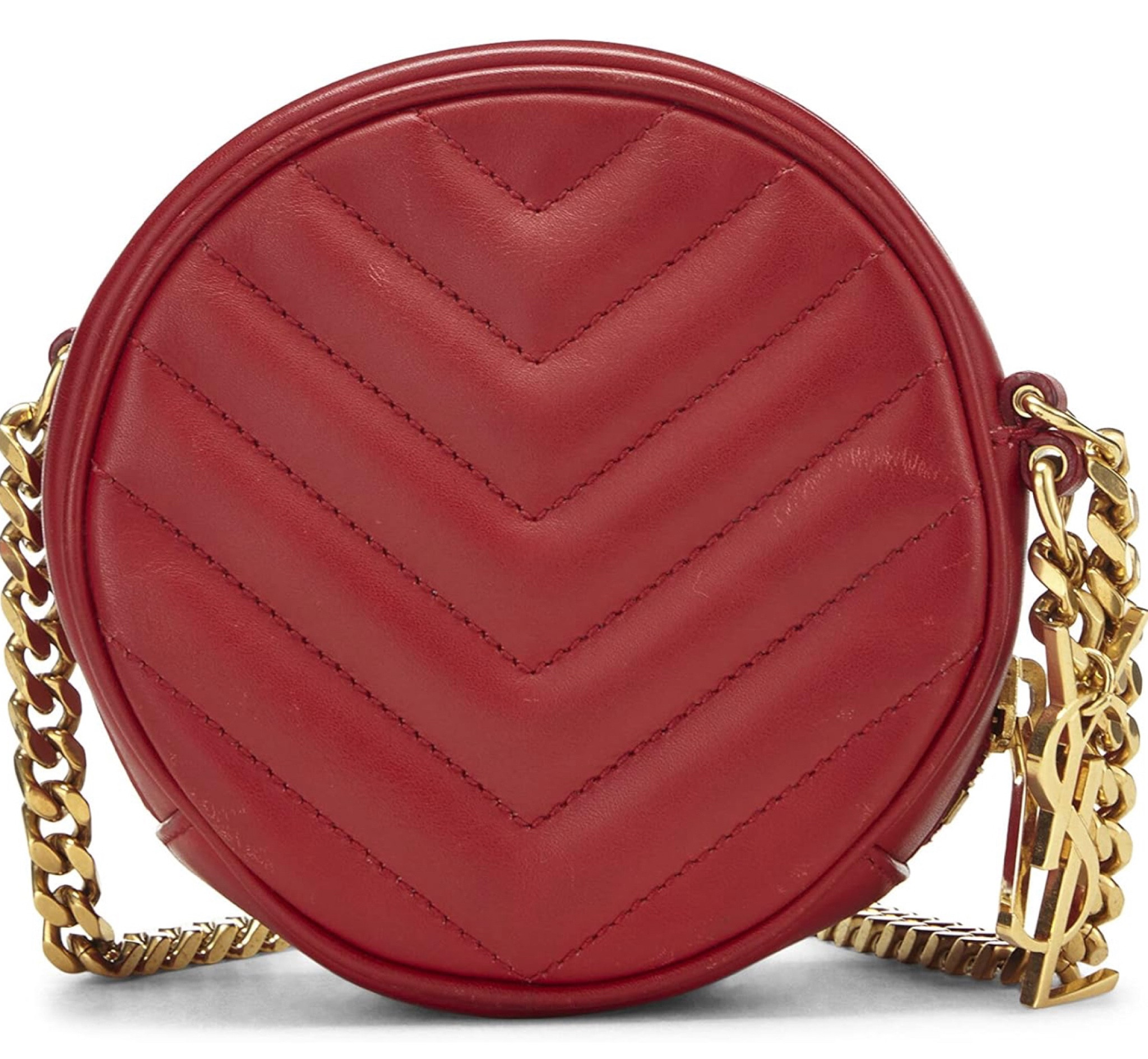 15% off 🎉

YVES SAINT LAURENT
Pre-Loved Red Chevron Calfskin Bubble Crossbody Small, Red

About this item
Imported
Pre-Loved Condition: Very Good; Scuffing and light creasing on leather throughout, small marks on edges, faint tarnishing of hardware
Length: 4.5" (11 cm), Height: 4.5" (11 cm), Depth: 2" (5 cm), Strap Drop: 25" (63 cm)
Made in Italy
Chain-link And Leather Crossbody Strap
Zip-around Closure
Show less
Description
Chic and compact, this Yves Saint Laurent round Bubble crossbody is crafted from bold red chevron-quilted calfskin leather and is accented with gold-tone chain hardware and logo charm.

#LTKstyletip #LTKsalealert #LTKSpringSale